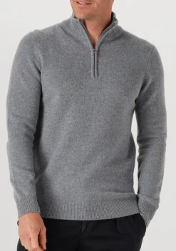 PROFUOMO grijze trui pullover half zip wool blend grijs Online