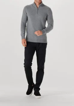 PROFUOMO grijze trui pullover half zip wool blend grijs Online