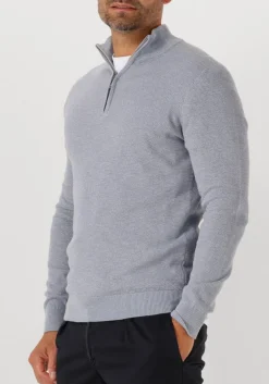 PROFUOMO grijze trui pullover half zip twinkle slub grijs Clearance