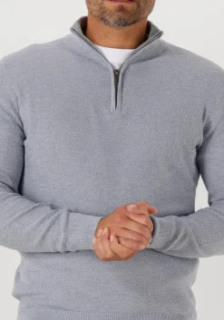 PROFUOMO grijze trui pullover half zip twinkle slub grijs Clearance