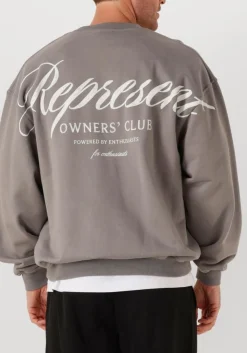 REPRESENT grijze sweater owners club script sweater grijs Clearance