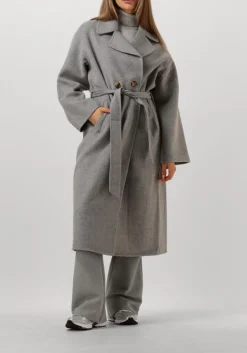 SUMMUM grijze mantel long coat wool classic grijs Discount