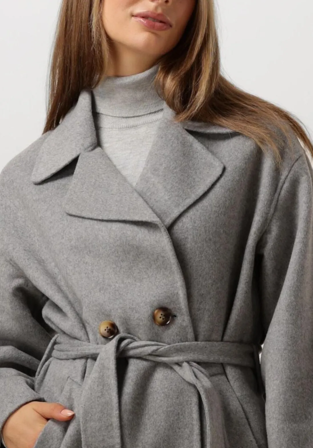 SUMMUM grijze mantel long coat wool classic grijs Discount