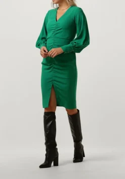 ACCESS e mini jurk ruched dress with v neckline groen Hot