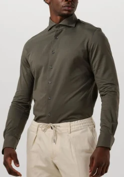 PROFUOMO e klassiek overhemd shirt x-cutaway sc sf japanese knitted groen Best