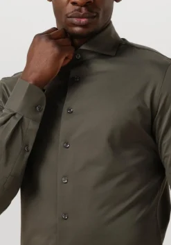 PROFUOMO e klassiek overhemd shirt x-cutaway sc sf japanese knitted groen Best