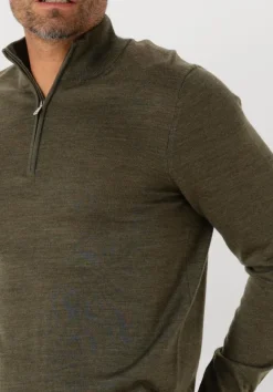 PROFUOMO e trui pullover half zip merino groen Hot