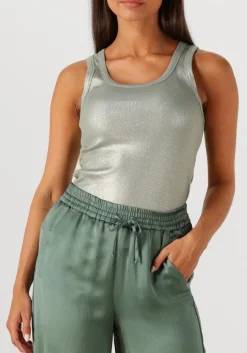 SUMMUM e top rib tanktop cotton rib groen