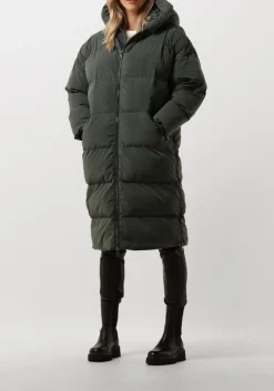 BLONDE08 gewatteerde jas lang doorgestikte jas khaki New