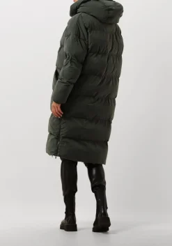 BLONDE08 gewatteerde jas lang doorgestikte jas khaki New