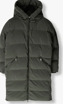 BLONDE08 gewatteerde jas lang doorgestikte jas khaki New