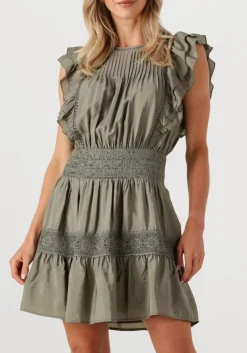 CO'COUTURE mini jurk callumcc frill pintuck dress khaki Hot