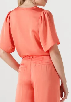 DANTE6 t-shirt arvi satin butterfly sleeve top koraal New