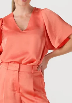 DANTE6 t-shirt arvi satin butterfly sleeve top koraal New