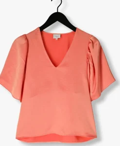 DANTE6 t-shirt arvi satin butterfly sleeve top koraal New