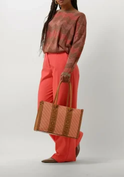 SUMMUM trui boat neck sweater shimmering lurex knit koraal Clearance