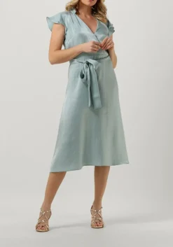 AAIKO e midi jurk florine shimmery vis 355 lichtblauw