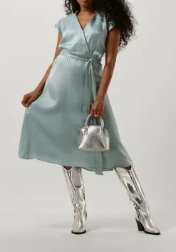 AAIKO e midi jurk florine shimmery vis 355 lichtblauw