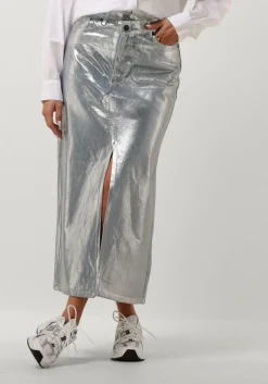 CO'COUTURE e maxirok foil denim skirt lichtblauw Best