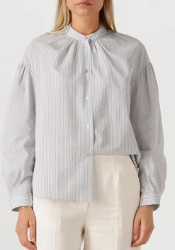 FORTE FORTE e blouses froisse' cotton stripe bohemian shirt lichtblauw Outlet