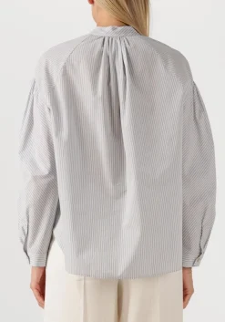 FORTE FORTE e blouses froisse' cotton stripe bohemian shirt lichtblauw Outlet