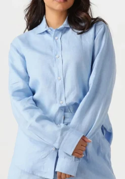 RESORT FINEST e blouses shirt 100% linen lichtblauw Outlet
