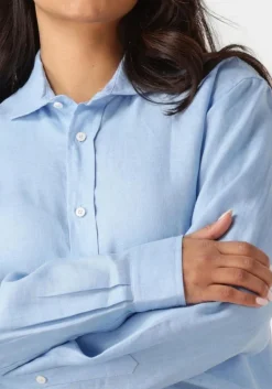 RESORT FINEST e blouses shirt 100% linen lichtblauw Outlet