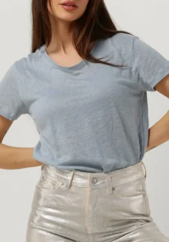 SECOND FEMALE e t-shirt peony o-neck tee lichtblauw Hot