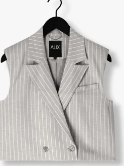 ALIX THE LABEL lichtgrijze gilet ladies woven pinstripe waistcoat lichtgrijs Clearance