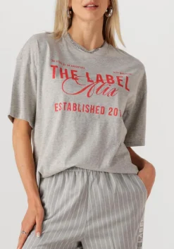 ALIX THE LABEL lichtgrijze t-shirt ladies knitted the label t-shirt lichtgrijs Clearance