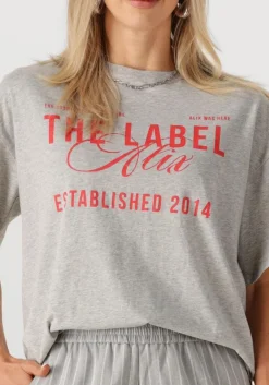 ALIX THE LABEL lichtgrijze t-shirt ladies knitted the label t-shirt lichtgrijs Clearance