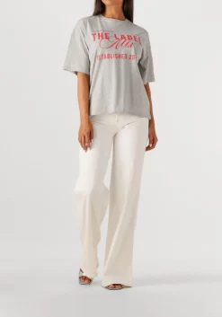 ALIX THE LABEL lichtgrijze t-shirt ladies knitted the label t-shirt lichtgrijs Clearance
