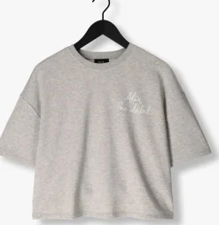 ALIX THE LABEL lichtgrijze t-shirt ladies knitted sweat t-shirt lichtgrijs Outlet