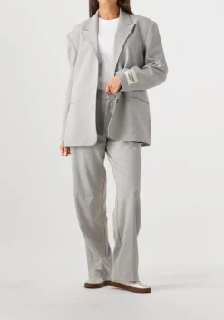 ALIX THE LABEL lichtgrijze pantalon ladies woven foil stripe pants lichtgrijs Sale