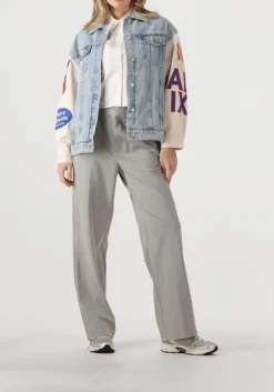 ALIX THE LABEL lichtgrijze pantalon ladies woven foil stripe pants lichtgrijs Sale