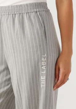 ALIX THE LABEL lichtgrijze wijde broek ladies woven pinstripe pants lichtgrijs Best