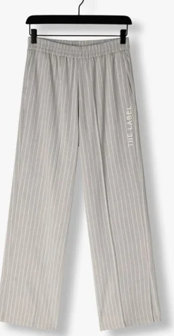 ALIX THE LABEL lichtgrijze wijde broek ladies woven pinstripe pants lichtgrijs Best