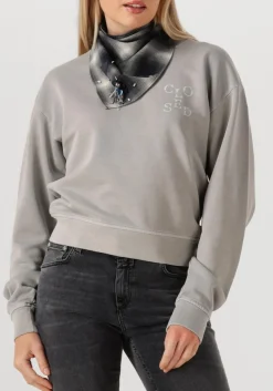 CLOSED lichtgrijze sweater printed sweat shirt lichtgrijs Clearance