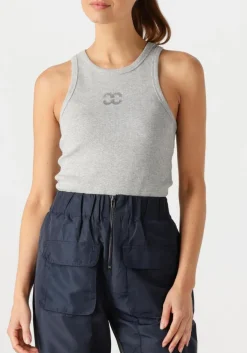 CO'COUTURE lichtgrijze top saharacc embroidery tank top lichtgrijs Online