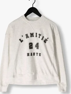HAUTE L'AMITIÉ lichtgrijze haute l'amitié trui college curve sweat lichtgrijs Online