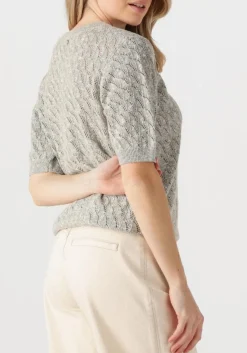 MOS MOSH lichtgrijze t-shirt mmkarin marisol ss linen knit lichtgrijs