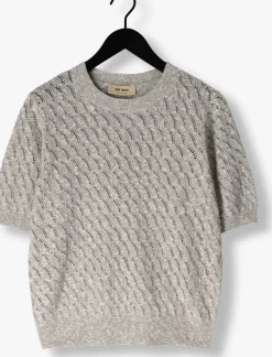 MOS MOSH lichtgrijze t-shirt mmkarin marisol ss linen knit lichtgrijs