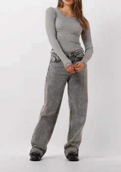 ROSEMUNDE lichtgrijze top babette silk t-shirt lace lichtgrijs Sale