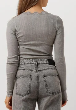 ROSEMUNDE lichtgrijze top babette silk t-shirt lace lichtgrijs Sale