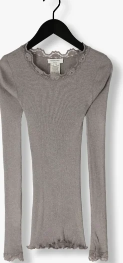 ROSEMUNDE lichtgrijze top babette silk t-shirt lace lichtgrijs Sale