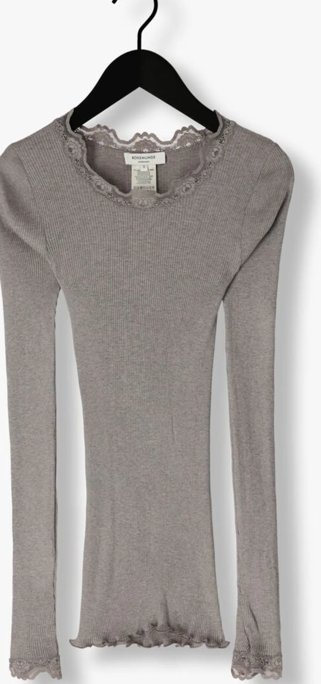 ROSEMUNDE lichtgrijze top babette silk t-shirt lace lichtgrijs Sale