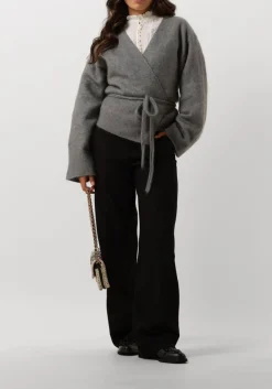 SECOND FEMALE lichtgrijze vest brook knit wrap cardigan lichtgrijs Clearance