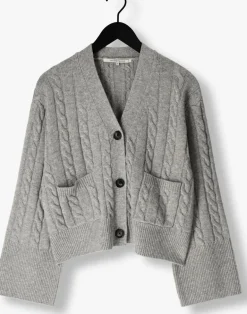 SECOND FEMALE lichtgrijze vest alphine knit cardigan lichtgrijs Best