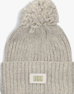 UGG lichtgrijze muts chunky rib beanie knit pom set lichtgrijs Sale