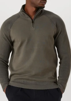 GENTI trui turtle zip olijf Sale
